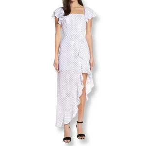 Ali and Jay LA Small Terrace Time Ruffle Slit Polka Dot Maxi Dress